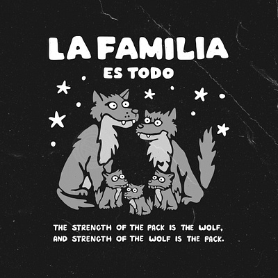 La familia es todo cartoon illustration retro vintage wolf wolves