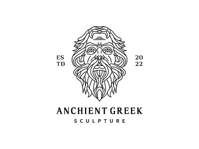 Greek god logo design with line art style vector illustration design hades logo vector
