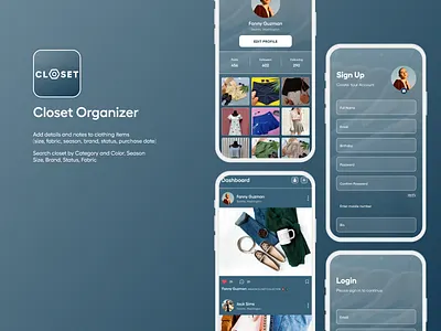 Closet app app design branding design fashion figma graphic design grey design illustration logo routine ui xd