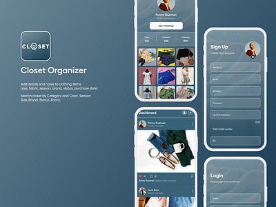 Closet app app design branding design fashion figma graphic design grey design illustration logo routine ui xd