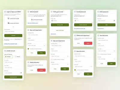 Modal components for MentorConnect africa delete design education email experience form login mentee mentor mobile modal register sign up ui uidesign work