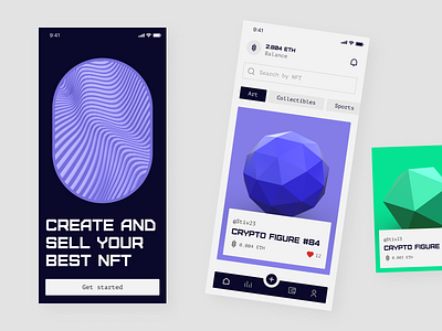 NFT Marketplace Mobile App app art blockchain crypto marketplace cryptoart cryptocurrency design eth interface marketplace minimal mobile app screen mobile design nft nft design shop shot token ui ux