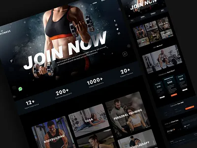 MuscleUp - A Fitness Center banner branding design figma fitness fitness page gym gym landing page hero banner landing page popular shot trending shot ui web design website