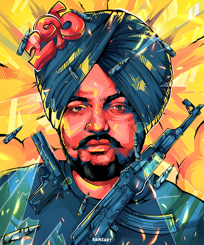 Sidhu Mossewala portrait colorful cool design graphic design illustrate illustration portrait vector