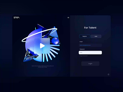 Stoa Webapp - Signup Page 3d 3drender animation appdesign darkmode login productdesign signup uidesign webapp