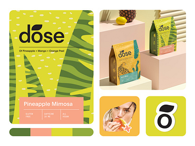 Dose Branding and Packaging Design - Herbal Tea 3d animation brand identity branding cafe coffee drink fruit green tea herbal illustration label logo matcha packaging tea ui