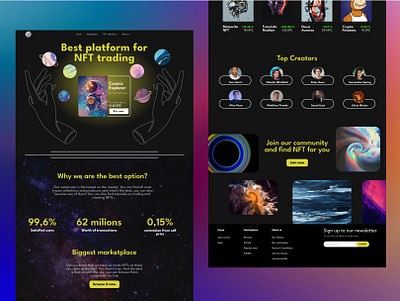 NFTs website design art crypto crypto website cryptoart dark design digital nft exchange gradient graphic graphic design graphicdesign landing page marketplace nft nft website nfts ui ui ux ux