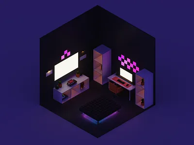 Voxel Gaming Room 3d art design games gaming isometric magica magicavoxel pixle room setup voxel voxelart voxels