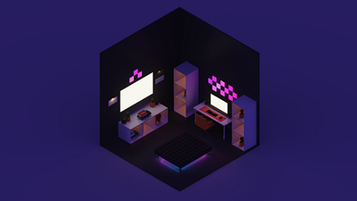 Voxel Gaming Room 3d art design games gaming isometric magica magicavoxel pixle room setup voxel voxelart voxels