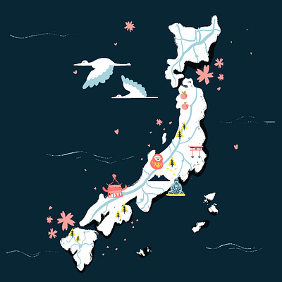 Japan super cute map <3 3d animation branding cover art custom illustration design drawing graphic design illustration logo map drawing map illustration maps illustration motion graphics original illustration secret map ui unique design vector vector art