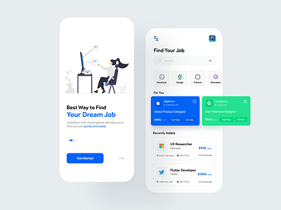 Job Finder App design illustration job minimal ui ux vacancy