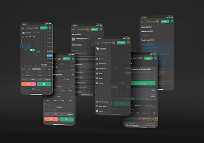 BinarOpt App - Dark Version (Binary Optional) app app design appdesign bank bank app binary binary optional binaryoptional black crypto design interface interfacedesign mobile mobile design mobiledesign product design productdesign ui ux mobile