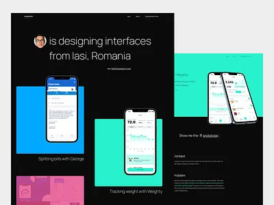 Personal Portfolio Website black blue dark interface desktop gif live mobile mockups personal pink portfolio projects teal