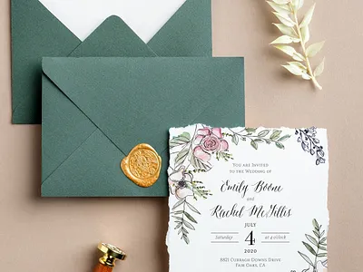 Embossed Wedding Invitation art austin california colorful design flowers illustration invitation letterpress watercolor wedding