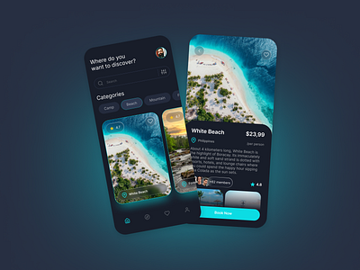 Travel App - Dark Mode app design graphic design travel ui ux