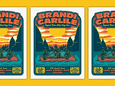 BRANDI CARLILE - Xcel Energy Center concert poster design forest gig poster illustation lake live music music nature outdoors poster screen print screen printed poster sunrise sunset vintage