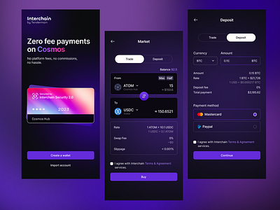 Interchain - Crypto Payment App blockchain branding crypto cryptocurrency daily ui figma glassmorphism illustration mobile mobile app payment ui ui design uiux web3