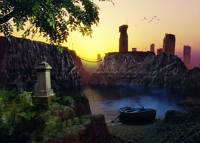 Dawn Over the River Styx 3d blender dawn fantasy grave landscape river styx