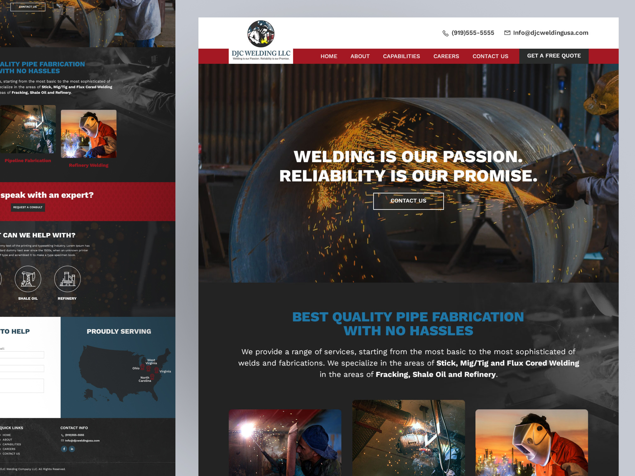 DJC Welding Company - Industry Mockup Design figma graphicdesign industry mockup design landingpage design layout photoshop uiux webdesign welding website