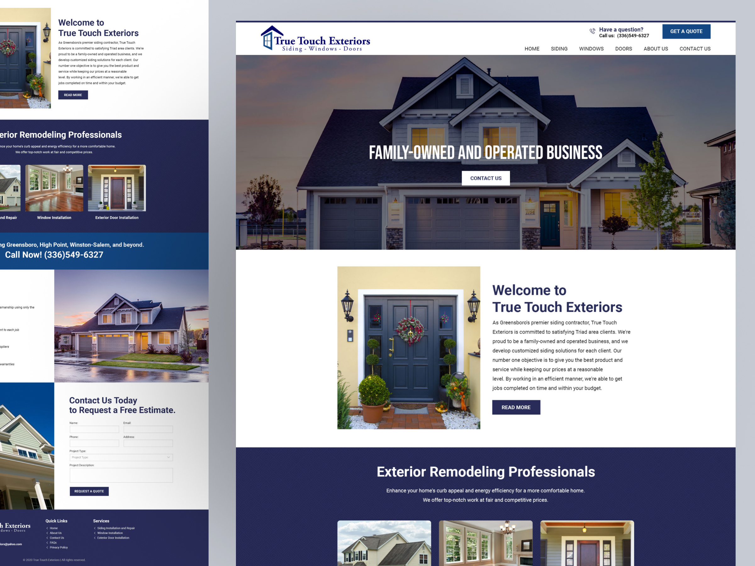 True Touch Exteriors - Mockup Design exteriordesign figma graphicdesign interiordesign landingpage layout mockup photoshop ui webdesign