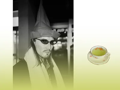 Watching you, not tea design graphic design green gradient green tea gyokuro portrait voyeur