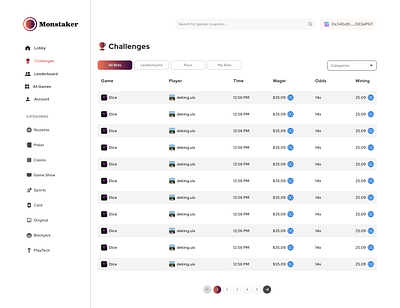 Monstaker (Challenges Page) blockchain cryptocurrency dapps dashboard defi design gamefi solana token ui web3