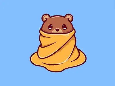 Cute bear wearing blanket adobe illustrator animal bear cartoon cute design illustration logo mascot vector