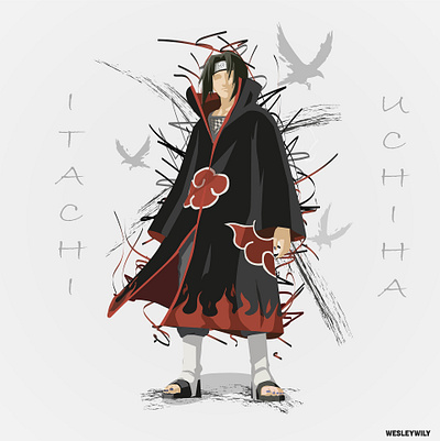 Itachi Uchiha Naruto Freestyle Illustration 3d animation app branding design graphic design illustration logo motion graphics typography ui ux vector