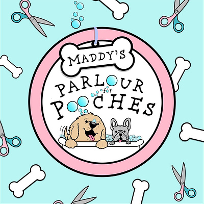 Maddy’s Parlour for Pooches branding bubbles business design dog frenchbulldog fresco graphic design grooming happycustomer illustration illustrator logo vector