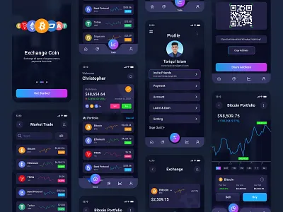 Crypto Exchange App Concept app app design app ui bitcoin crypto crypto app crypto wallet cryptocurrency dark ethereum financial app interface mobile mobile app mobile ui trading ui user interface ux