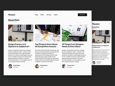 Fleezers Web & Mobile Blog aesthetic blog clean design minimal mobile news simple ui web
