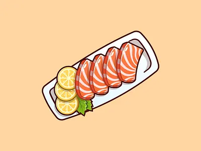 sashimi illustration adobe illustrator cartoon creative design food icon illustration japan lemon logo salmon sashimi vector