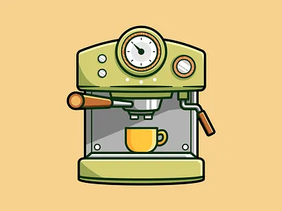 coffee machine illustration adobe illustrator cafe cartoon coffee creative design icon illustration logo machine vector