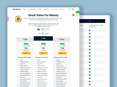 Conversion focused Pricing Page for BasePresskb.com conversion cro cx pricing pricing page tables ui ux