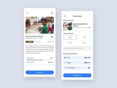 Donation App Concept charity dailyui donation mobile design product design ui ux visual design