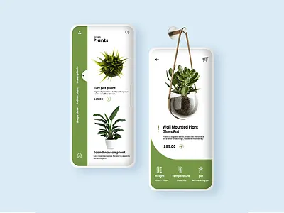 Green Plants Application app application branding design flat flowers garden graphic design green light mobile photoshop plant plants pot smart stats tracker ui
