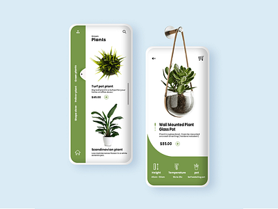 Green Plants Application app application branding design flat flowers garden graphic design green light mobile photoshop plant plants pot smart stats tracker ui