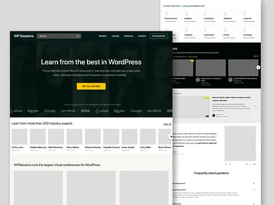 Wireframes for WP Sessions - the Netflix of WordPress catalog high fidelity platform video wireframe