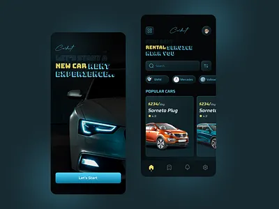 Car Rental Service App bmw car car app car rental app car ui dark ui futurestic ui modern ui rental app rental service app ui design uiux user interface design uxdesign