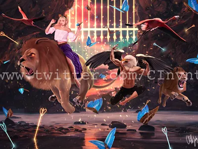 The Lion's Gate 2d art design digital art digital painting fantasy hyper realistic illustration painting