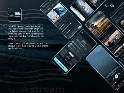 SoakStream applications benefits bible verses community darkui day daily favourite favourite background favourite scriptures get a scripture journal music notepad prayer scholarships scriptures subscription plan ui uikit ux
