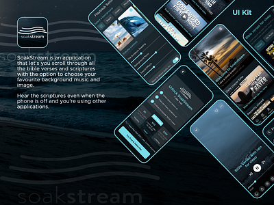 SoakStream applications benefits bible verses community darkui day daily favourite favourite background favourite scriptures get a scripture journal music notepad prayer scholarships scriptures subscription plan ui uikit ux