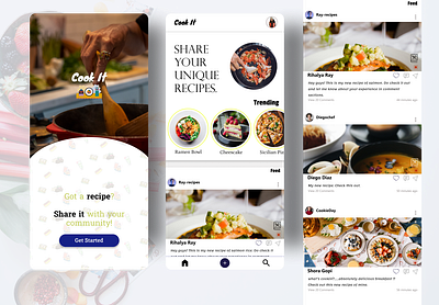 Cook It - food recipe sharing app app branding design graphic design illustration logo typography u ui vector