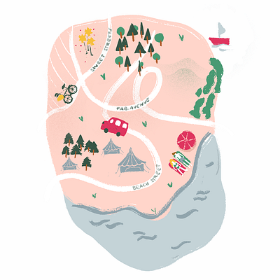 Lovely camping map <3 branding business illustration city map custom design custom illustration design drawing graphic design illustration itinerary map logo map drawing map illustration maps personal map ui ux vector