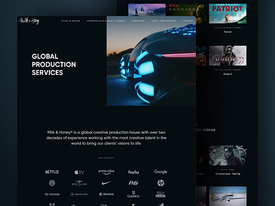 Milk & Honey website redesign dark media redesign ui web webflow