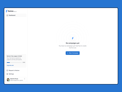 Soniva's Campaign Page Empty State ai blue branding custom dashboard design empty empty state pouya sepanta soniva state ui untitled ui ux voice web