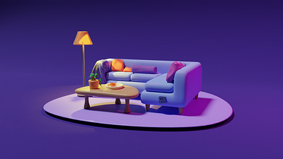 3D miniature furniture Design animation graphic design illustration interior design low poly minimalistic