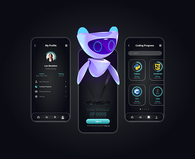 An application for teaching coding to students. UI/UX Design app code coding figma students ui ux
