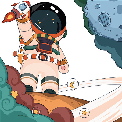 Astronaut app branding design graphic design illustration logo typography ui ux vector