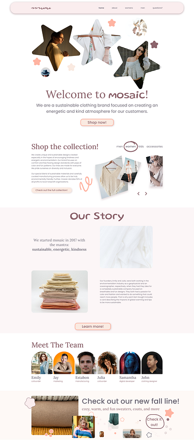 Mosaic Home Page: Story branding design figma logo product design ui ux web design